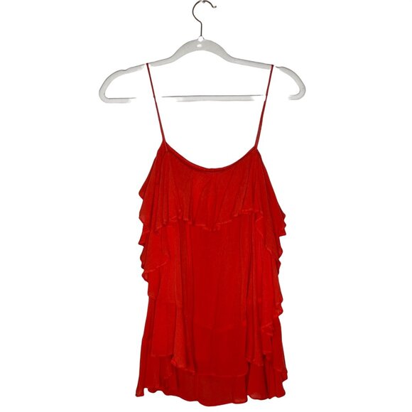 Free People Cascades Ruffle Cami Size XS Coral Red Orange Flowy - Picture 4 of 9
